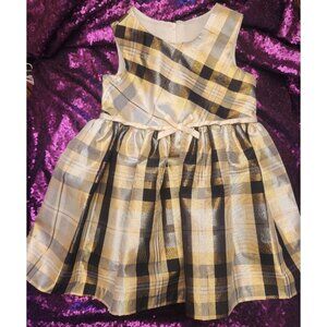 Bonnie Jean Black & Gold Plaid Dress 2T